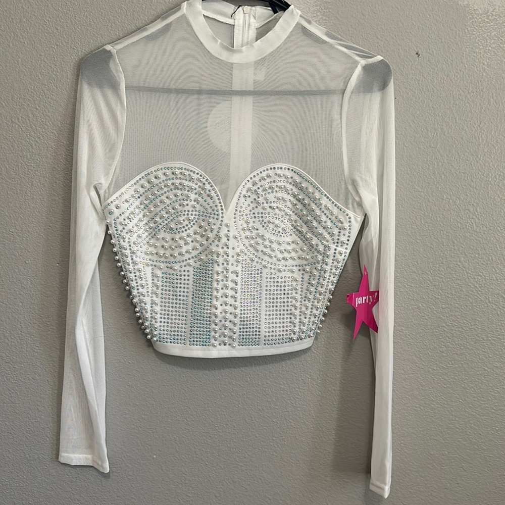 Sheer white crop top